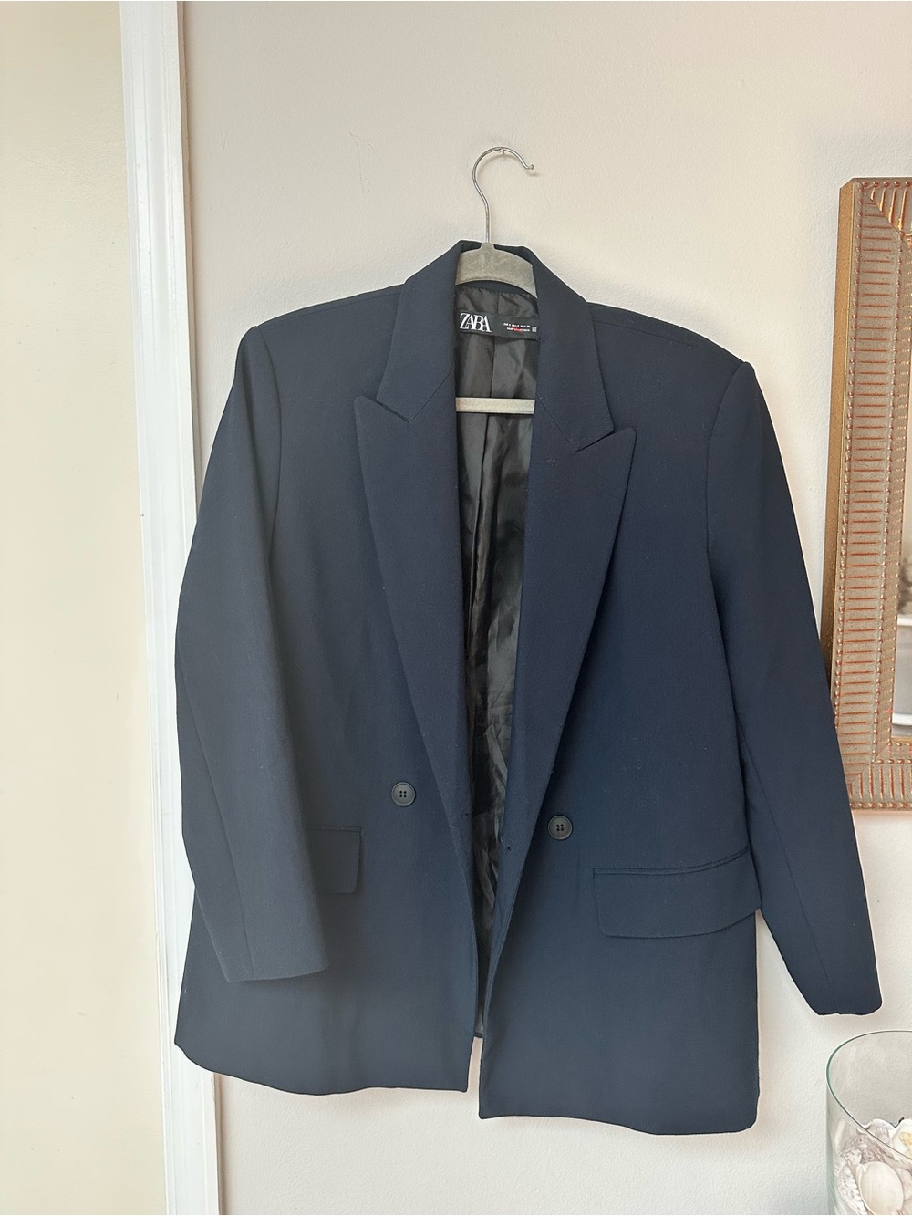 ZARA te Dark Navy Double-Breasted Blazer